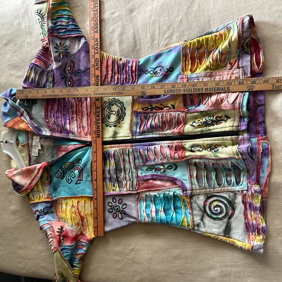 Vintage Y2K The Collection Royal Women’s Medium Patchwork Long Zip Hoodie Jacket - Picture 9 of 9